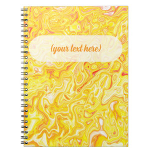 Caderno Espiral Textura de mármore amarelo de limão e mel Abstrato