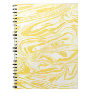 Caderno Espiral Textura de mármore amarelo. Desenho manual