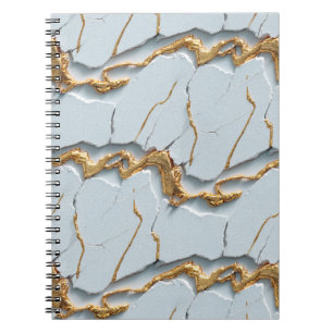 Caderno Espiral Textura de Mármore Branco com Veias de Ouro Rachad
