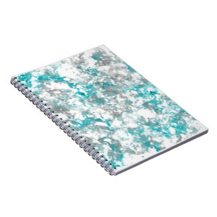 Caderno Espiral Textura de mármore cinza e branco turquesa