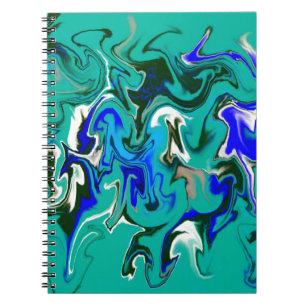 Caderno Espiral Textura de mármore de turquesa