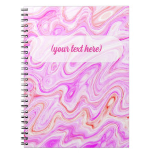 Caderno Espiral Textura de mármore rosa bebê pintura líquida abstr