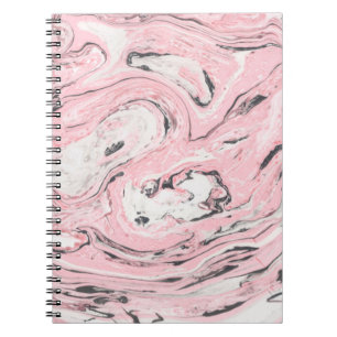 Caderno Espiral Textura de mármore rosa e preto. Abstrato moderno