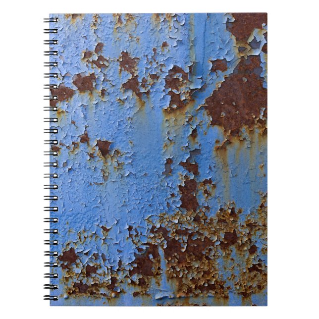 Caderno Espiral Textura de metal e tinta azul. (Frente)