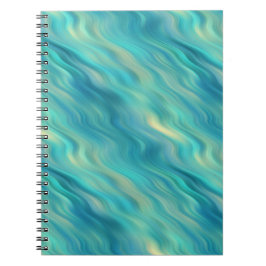 Caderno Espiral Textura de onda de Hydrangea azul