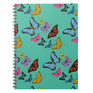 Caderno Espiral textura de padrão de borboleta