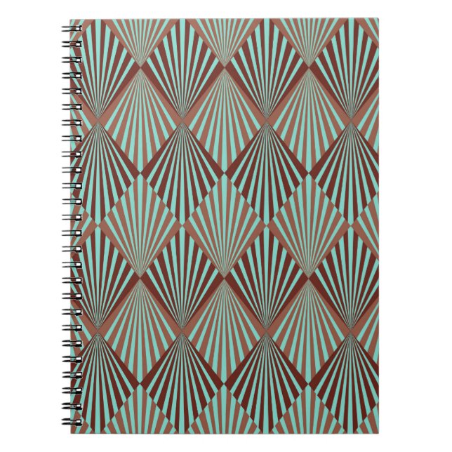Caderno Espiral Textura de padrão uniforme do estilo Art Deco (Frente)