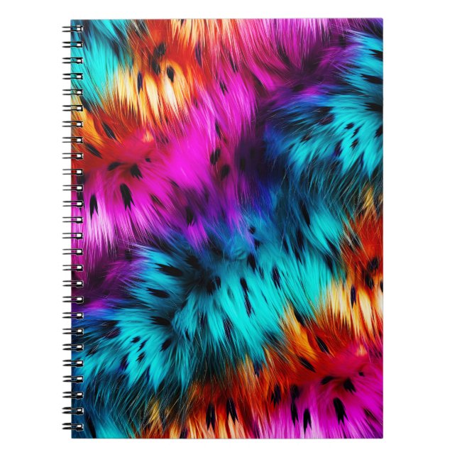 Caderno Espiral textura de pelo de monstro falso de arco-íris bril (Frente)