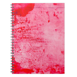 Caderno Espiral Textura de Pintura Grunge Rosa Vermelho