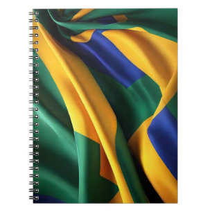 Caderno Espiral Textura de seda com bandeira do Brasil