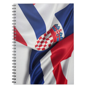 Caderno Espiral Textura de seda da bandeira da Croácia