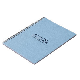 Caderno Espiral Textura de Tecido Azul Claro
