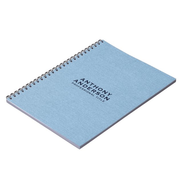 Caderno Espiral Textura de Tecido Azul Claro (Left Side)