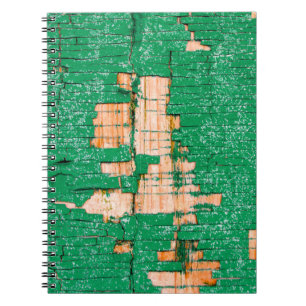 Caderno Espiral Textura de vedação velha de madeira com tinta shab