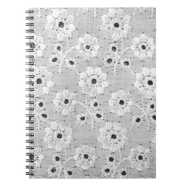 Caderno Espiral Textura fina do local do tecido branco com marreta (Frente)