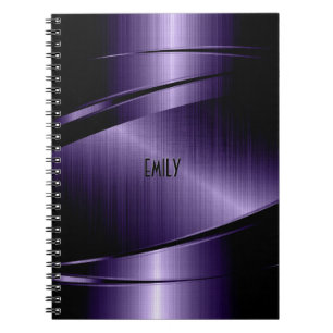Caderno Espiral Textura metálica geométrica de faux roxos profundo