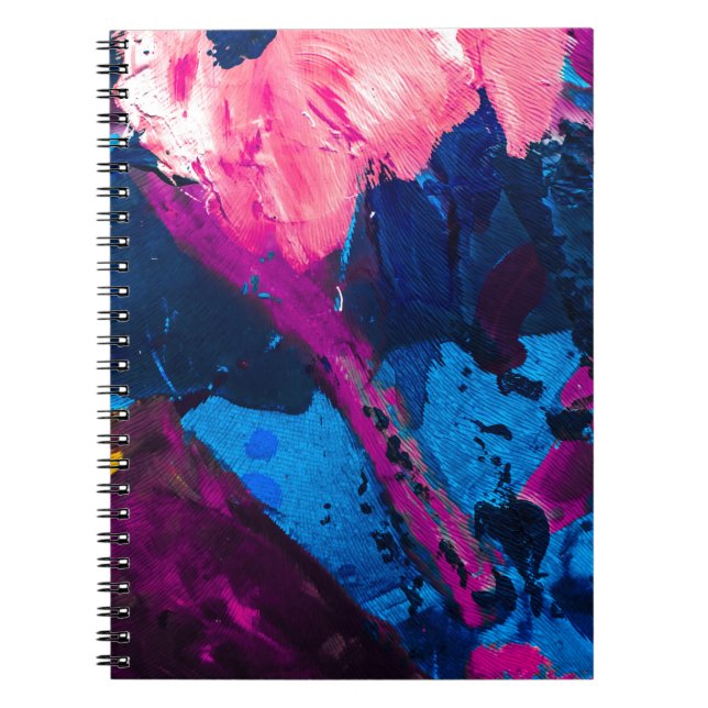 Caderno Espiral Textura pintada artística, decoração moderna. (Frente)