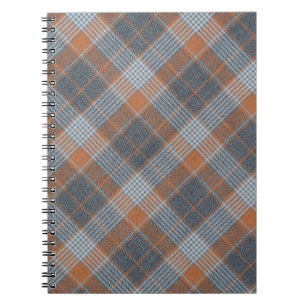 Caderno Espiral Textura têxtil de padrão de tartã de matérias