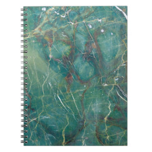 Caderno Espiral Textura verde de mármore malaquita, estrutura deta