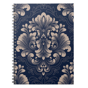 Caderno Espiral Textura Vitoriana Clássica de Damasco Sem Costura