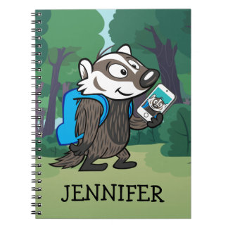 Caderno Espiral Texugo Selfie do filho do baby-boom do guaxinim |