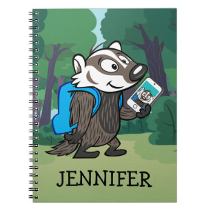 Caderno Espiral Texugo Selfie do filho do baby-boom do guaxinim