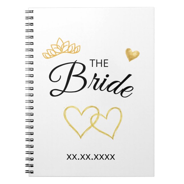 Caderno Espiral The Bride Wedding Date Elegant Design (Frente)
