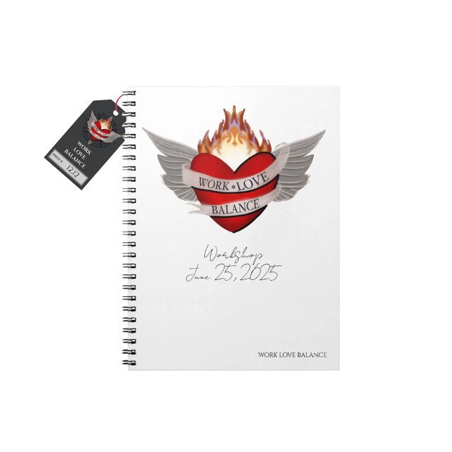 Caderno Espiral The WORK LOVE BALANCE white script lettering pad (Criador carregado)