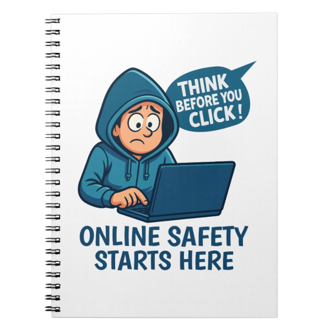 Caderno Espiral Think Before You Click - Online Safety Awareness (Frente)