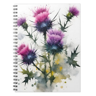 Caderno Espiral Thistle - Watercolor flowers