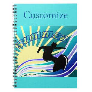 Caderno Espiral Thunder_Cove da Diversão de Surfe de Verão