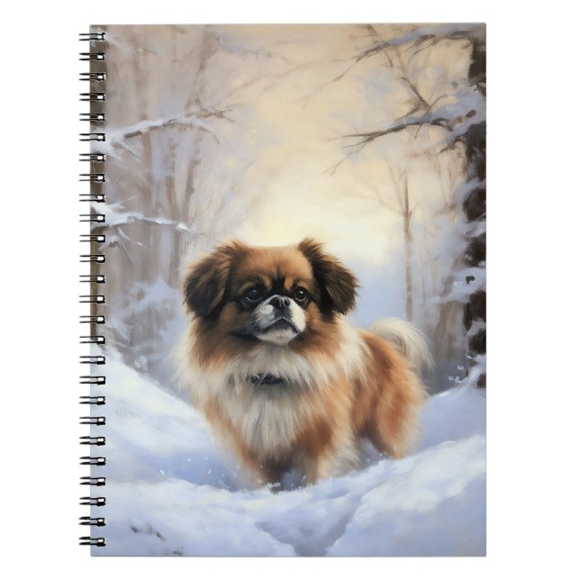 Caderno Espiral Tibetan Spaniel Deixe Nevar Natal  (Frente)