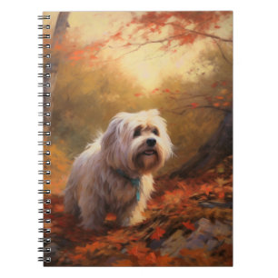 Caderno Espiral Tibetano - Terrier no outono deixa cair inspiração