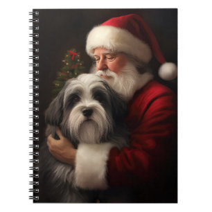 Caderno Espiral Tibetano Terrier Santa Claus Festivo Natal