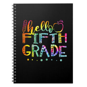 Caderno Espiral Tie Dye Hello fIFTH TH Grau Professor
