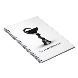 Caderno Espiral Tigela Médica Cobra Preta Higéia Caduceu Branco