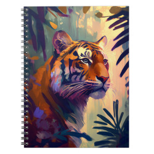 Caderno Espiral Tiger Animal Retrato Pintando Vida Selvagem ao ar 