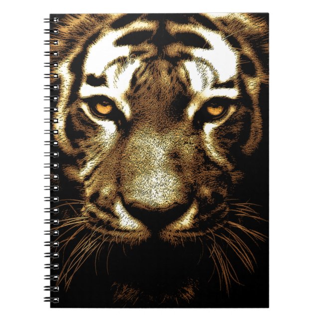 Caderno Espiral Tiger Eyes Wild Animal Art Fotos (Frente)