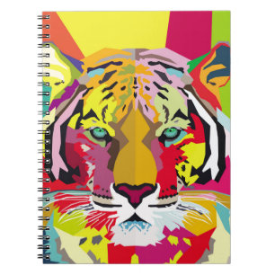 Caderno Espiral Tiger Pop Art Portraitart, pop, tigre, animal, fac