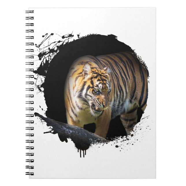 Caderno Espiral Tigre Animal Vie Sauvage Jungle Nature Liberté (Frente)