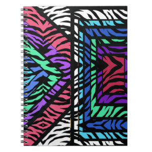 Caderno Espiral Tigre Branco Arco-Íris Geométrico Colorido Animal