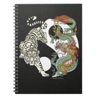 Tigre branco versus dragão verde na yin yang não