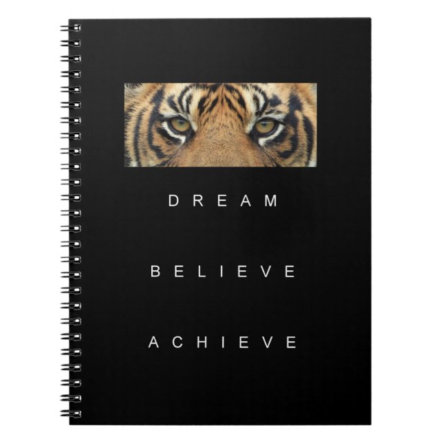 Caderno Espiral Tigre de Cota de Automelhoria Motivacional Elegant (Frente)