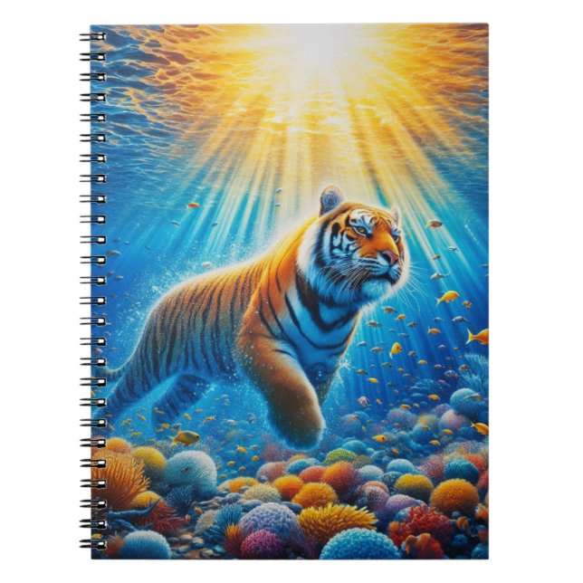 Caderno Espiral Tigre dentro do oceano (Frente)