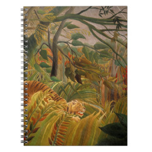Caderno Espiral Tigre em uma tempestade tropical por Henri Roussea