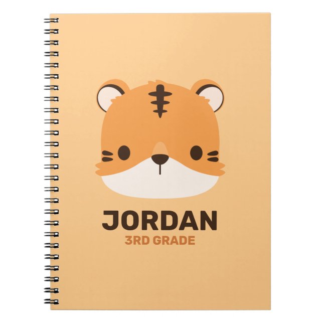 Caderno Espiral Tigre Fofo com Nome Personalizado (Frente)