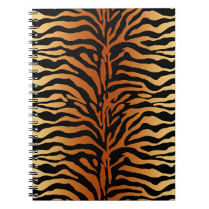 Caderno Espiral Tigre Impressão animal, âmbar, preto e torrado