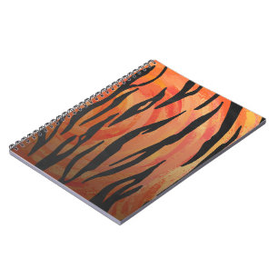 Caderno Espiral Tigre Impressão preto e laranja quente