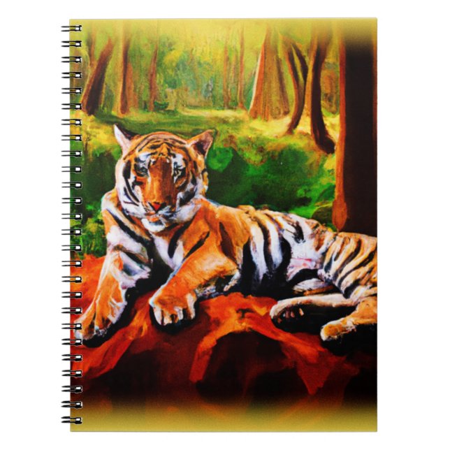 Caderno Espiral "Tigre Majestoso Descansado na Selvagem". Compre a (Frente)