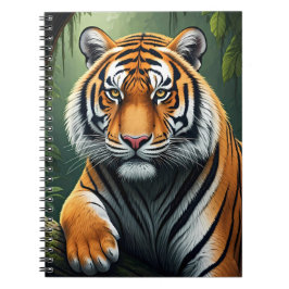 Caderno Espiral Tigre Majestoso na Selva